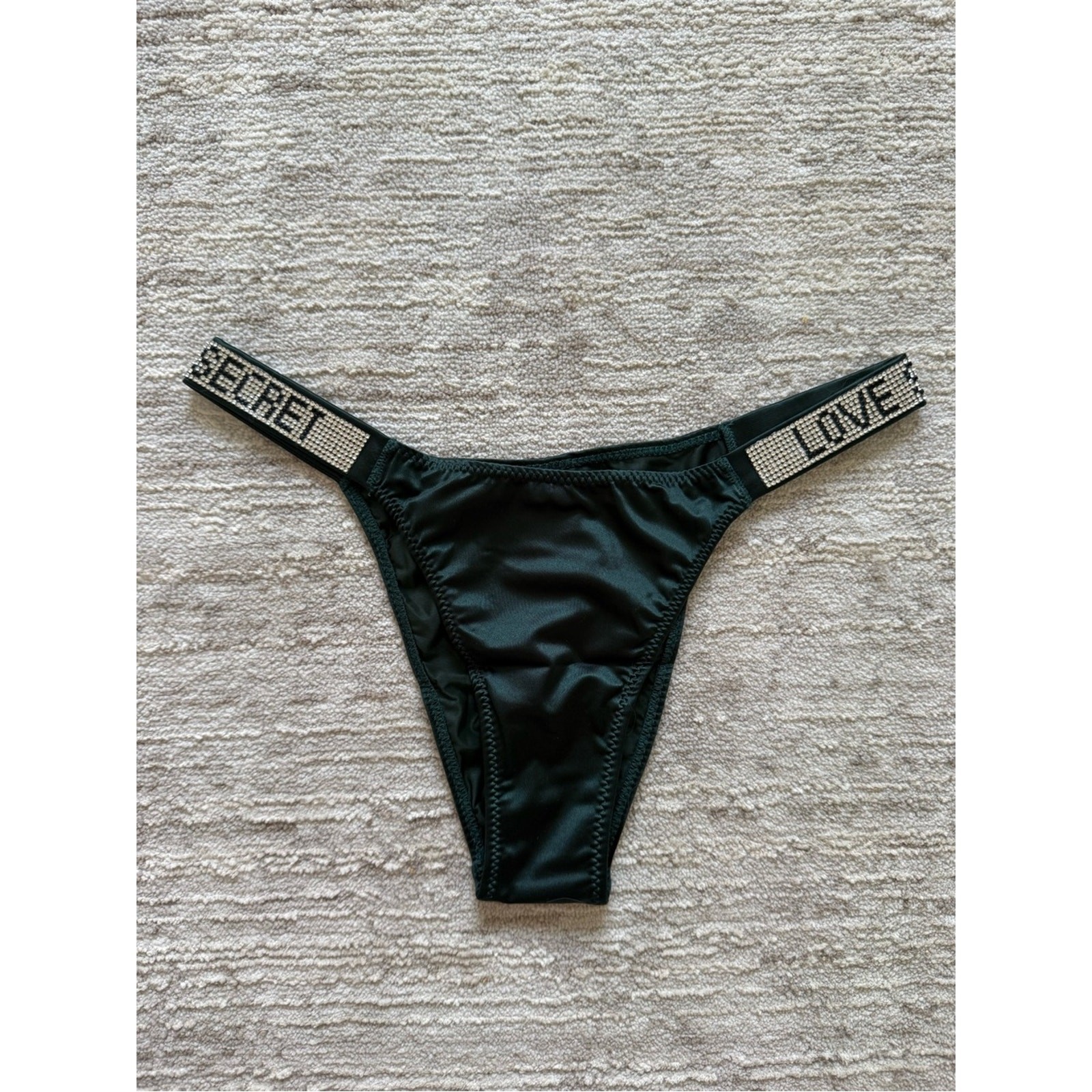 Love Secret Rhinestone Strap Dark Green Panty (Size Small)