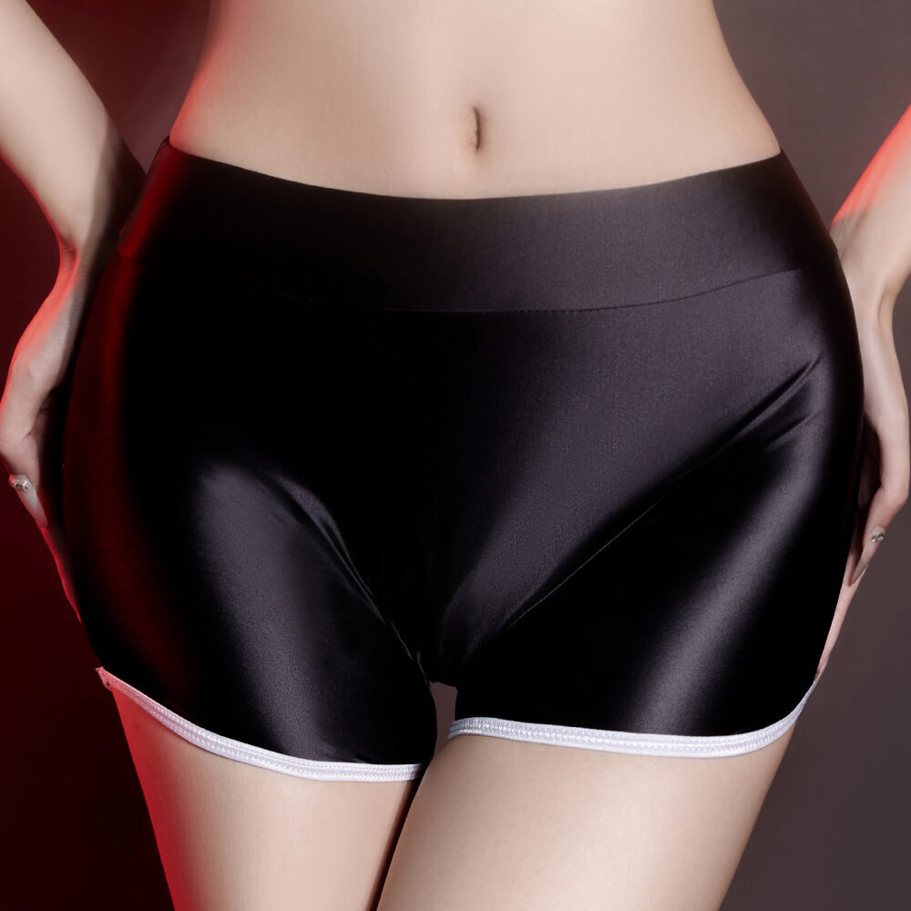 Womens Stretch Shiny Glossy Yoga Panties Short Pants Running Sports Boxer Shorts