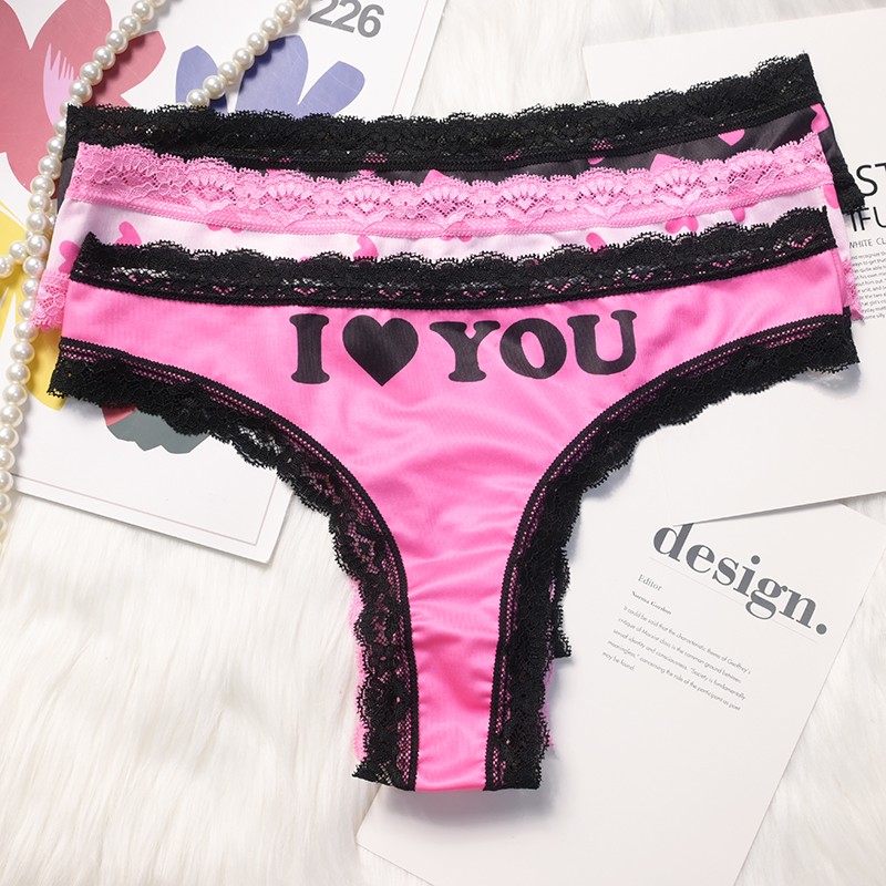 3 Pack Lot Sexy Womens Thongs Panties Briefs Underwear Lace Lingeries Bikinis