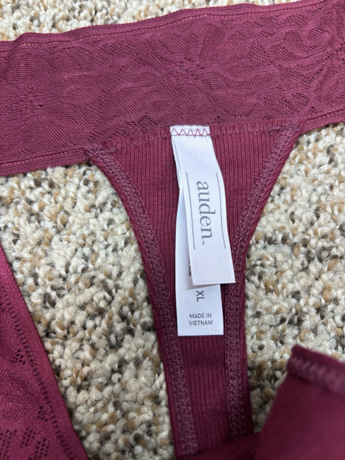 Auden Burgundy Cotton Blend Thong. Size: XL (16).