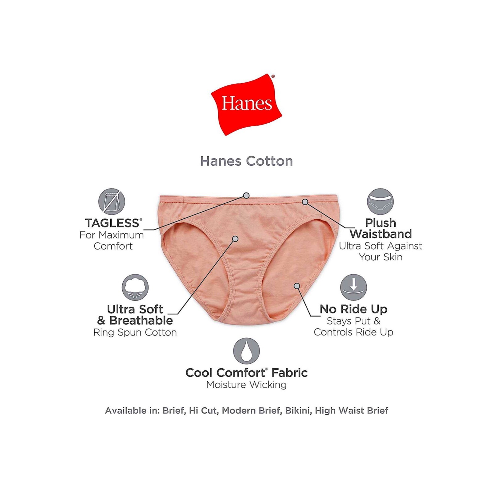 Hanes® Women’s Cotton Bikini Panties/Underwear, 6-Pack Multi Color Size 6