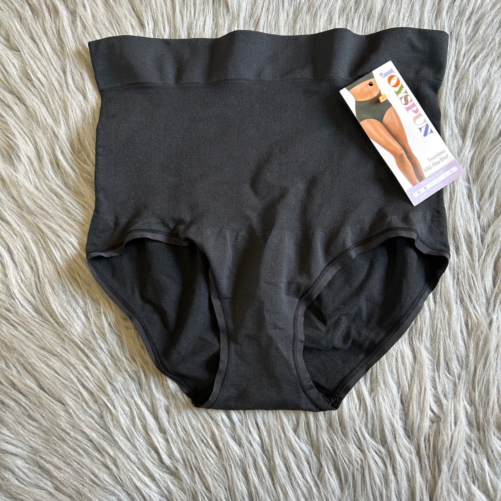 Joyspun Seamless Mid-Rise Brief Women’s Size Medium 8-10 Black Shapewear Shaping