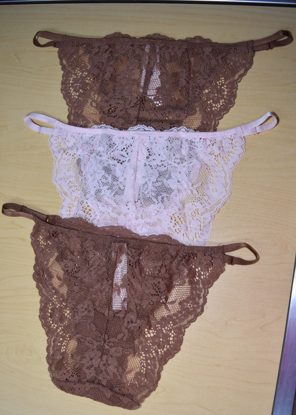 3 Victoria’s Secret Adjustable Lace Dream Angels Mini String Bikini Panty XL Lot