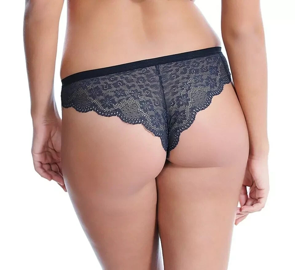 Freya Fancies Brazilian Brief Size XS 8 10 Navy Blue Lace Knickers 1017 New