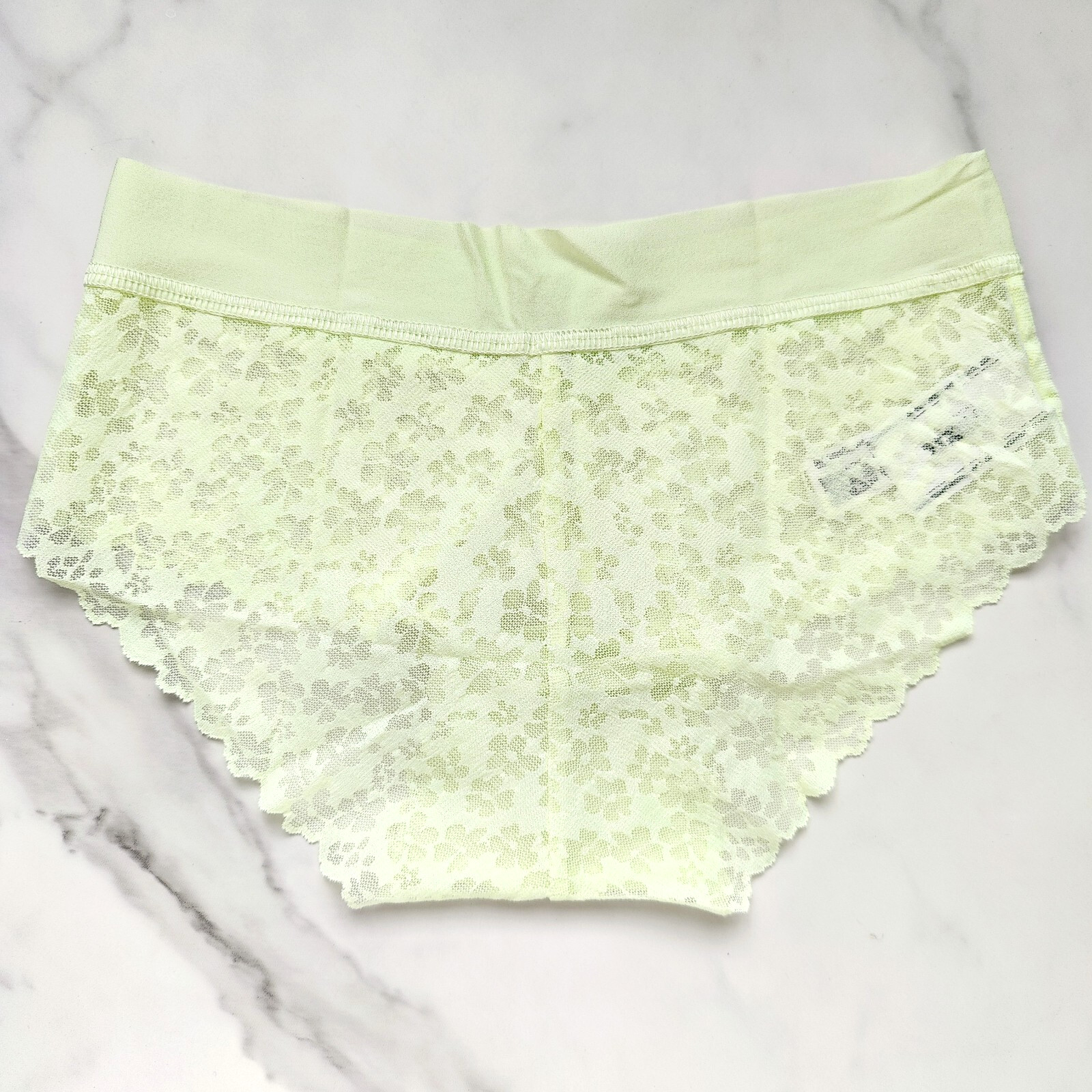 PINK Victoria’s Secret No-Show Floral Lace Hiphugger Panty Lime Cream S/M/L/XL