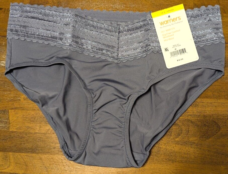 WARNER’S NO MUFFIN TOP LACE HIPSTER PANTIES Women’s Medium/ M 6 Blue Granite NWT