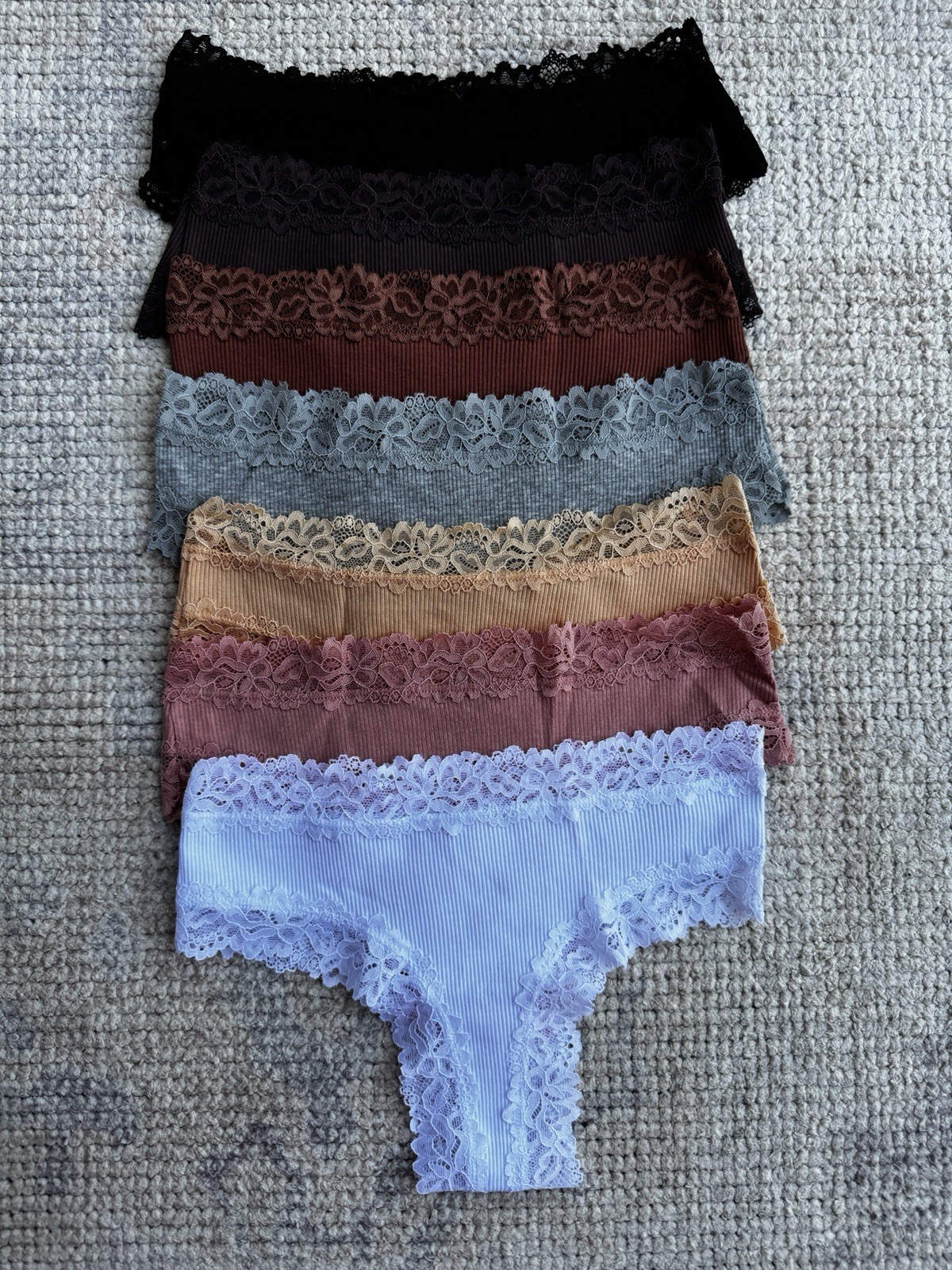 Women Cotton Bikini Panties Lot of 7 Lace Low Rise Underwear Multi Pack Size S⁠