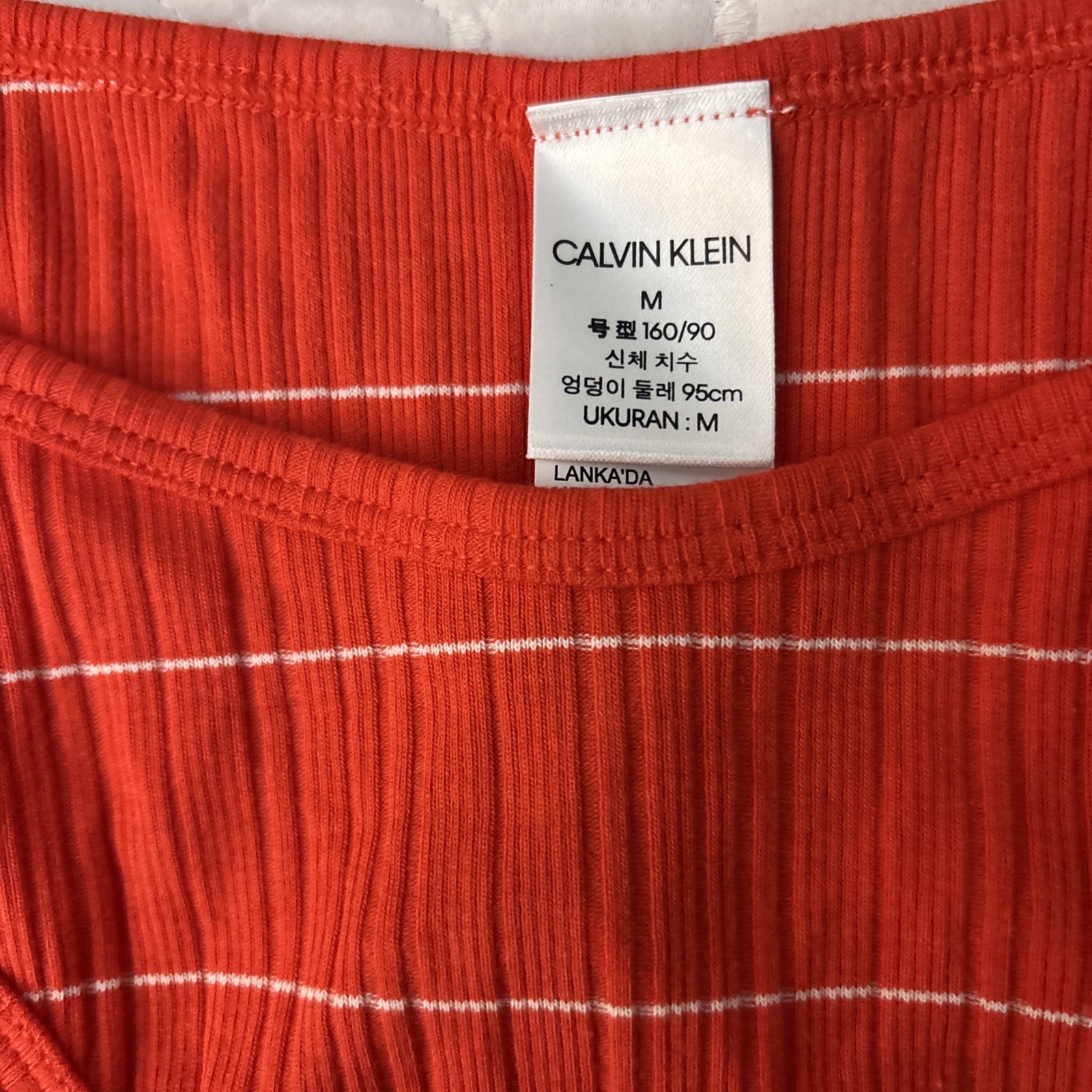 Calvin Klein Cotton Blend Bikini Medium Orange White Stripped NWT