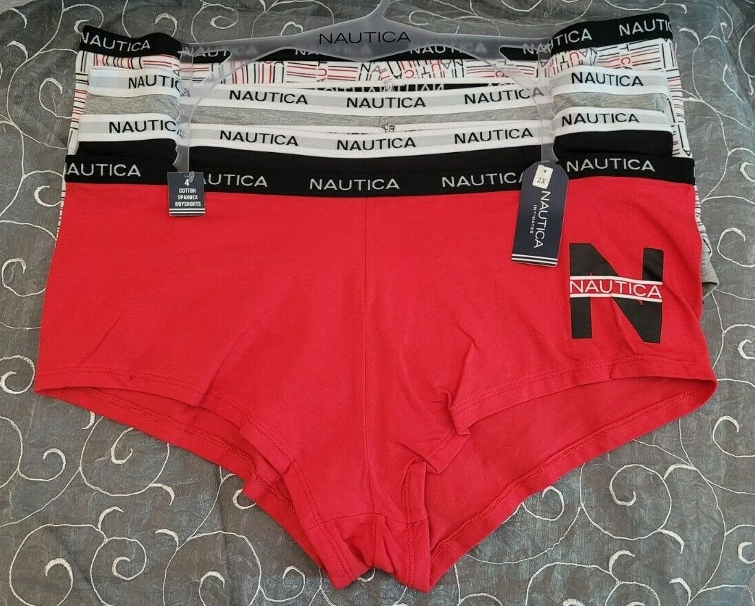 Nautica 4 Cotton Spandex Boyshorts Plus Size 2X Red Black Gray White SHIPS FREE!