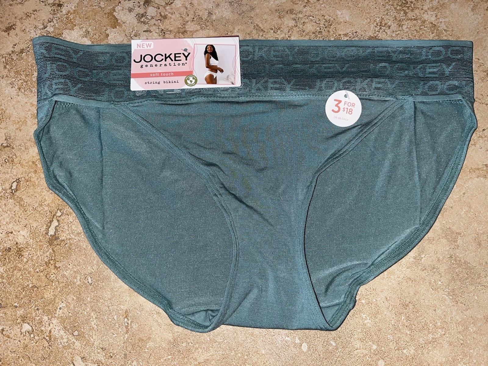 NWT Jockey Generation Soft Touch Green String Bikini Panty Large