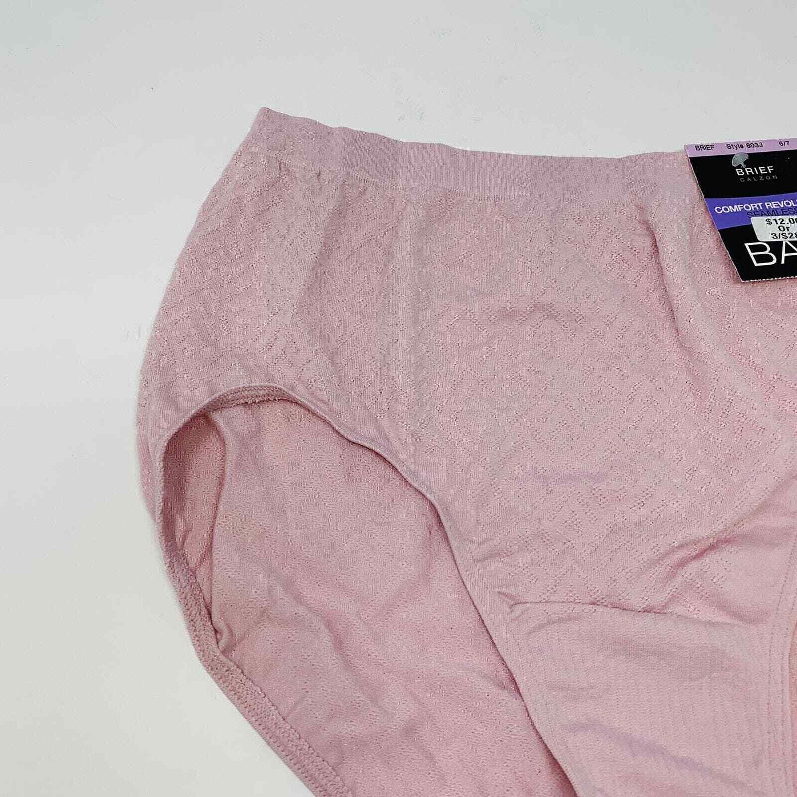 New Bali Sz 6/7 Seamless Microfiber Brief Womans Comfort Revolution 803J Pink