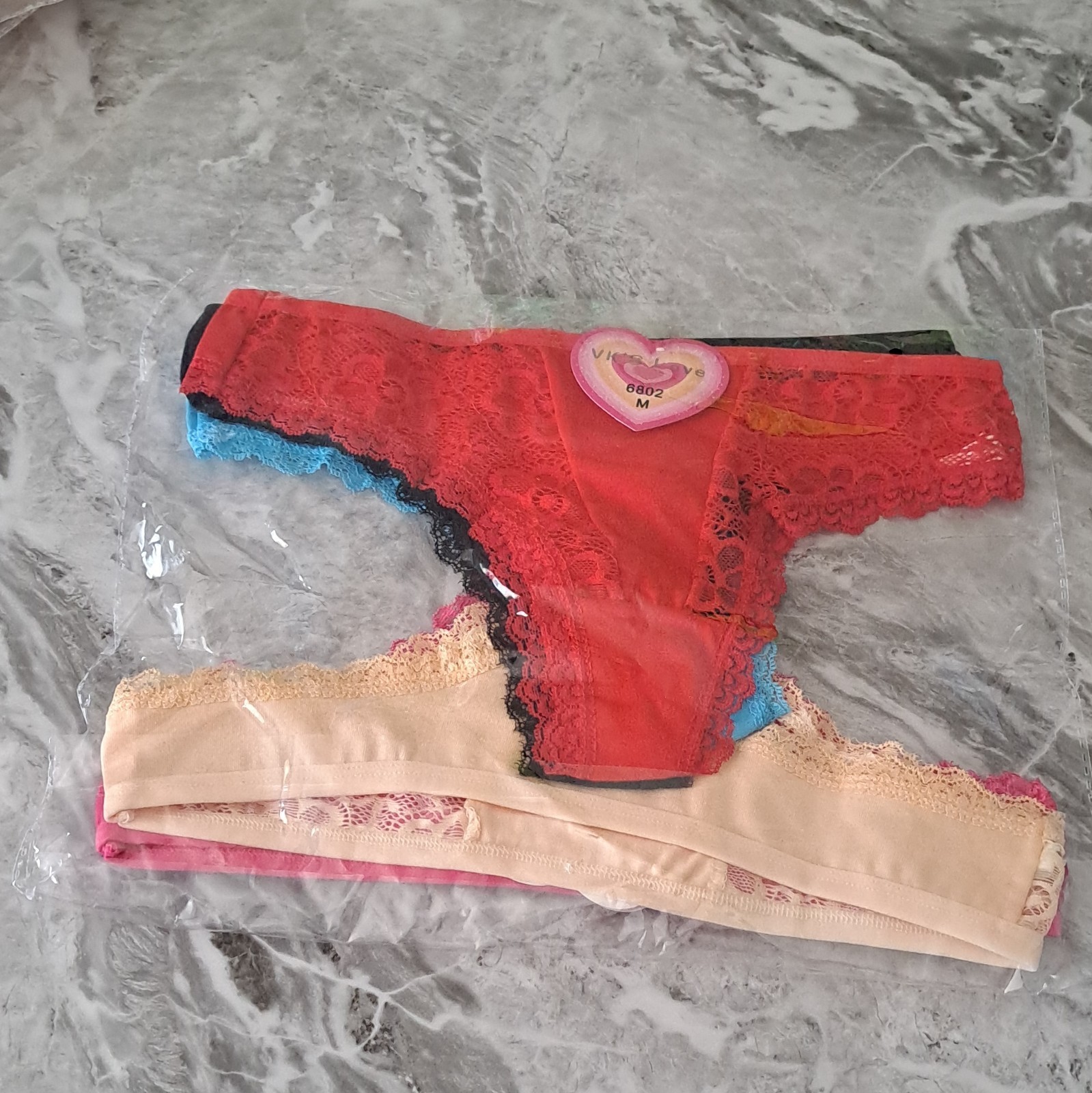 Women’s Lace Thong/String Panties 5 Pack Multicolor Size M Stretch MPN 6802