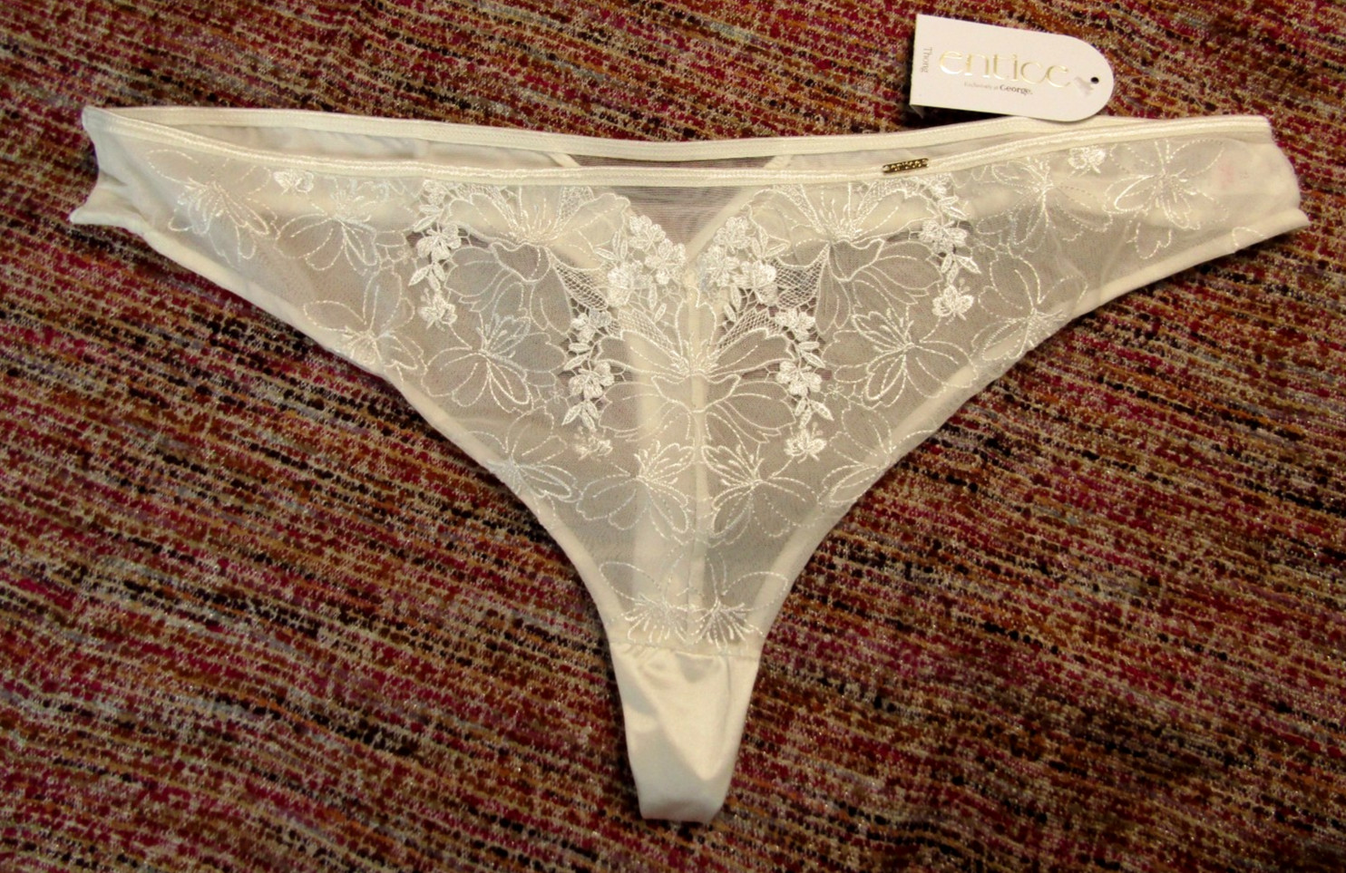 Entice Ivory Satin Bridal Thong Panties Size 20 & 22