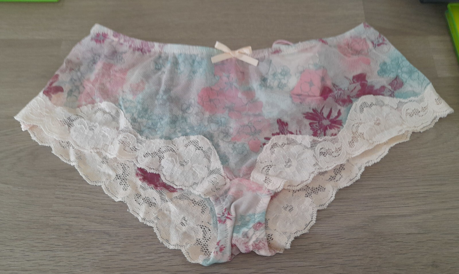 Valentino Intimate Floral Mesh/Peach Lace Collection Hipster Boyshort