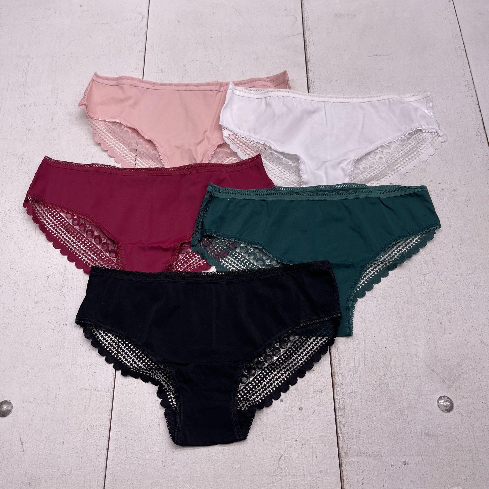 Lace Hipster Panties Womens XL Multicolor 5 Pack Stretch Lace Trim Underwear