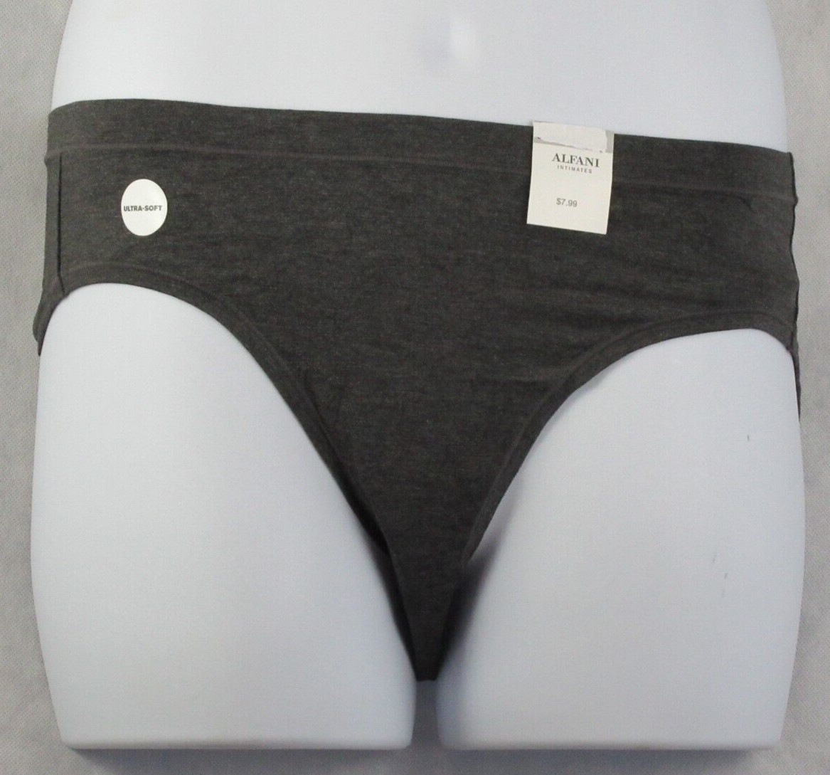 Alfani Women’s Plus Size Soft Rayon Bikini Panty Underwear, Charcoal Dark Gray