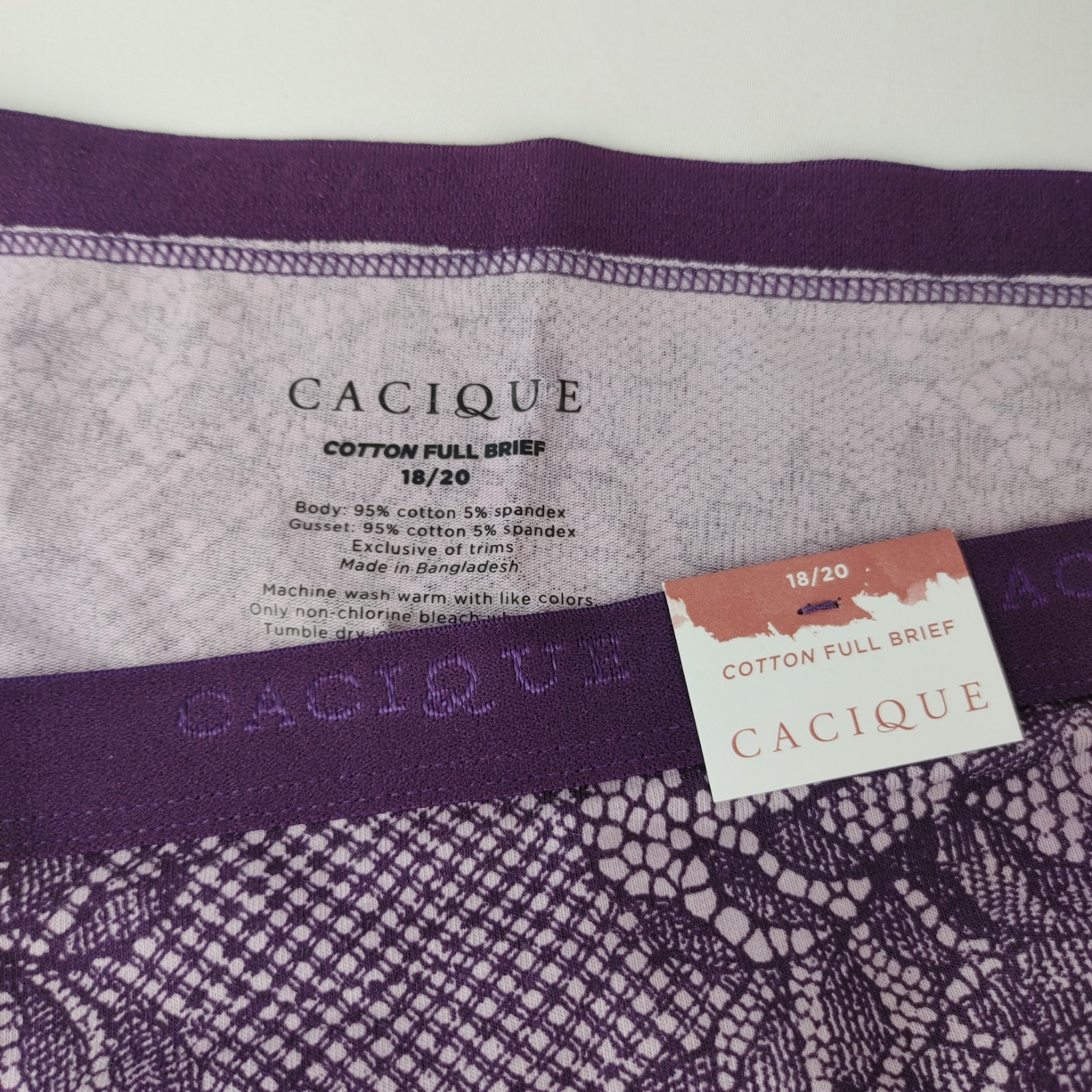 Lane Bryant Cacique Cotton Full Brief Panty Panties 18/20 Plus Purple Flowers