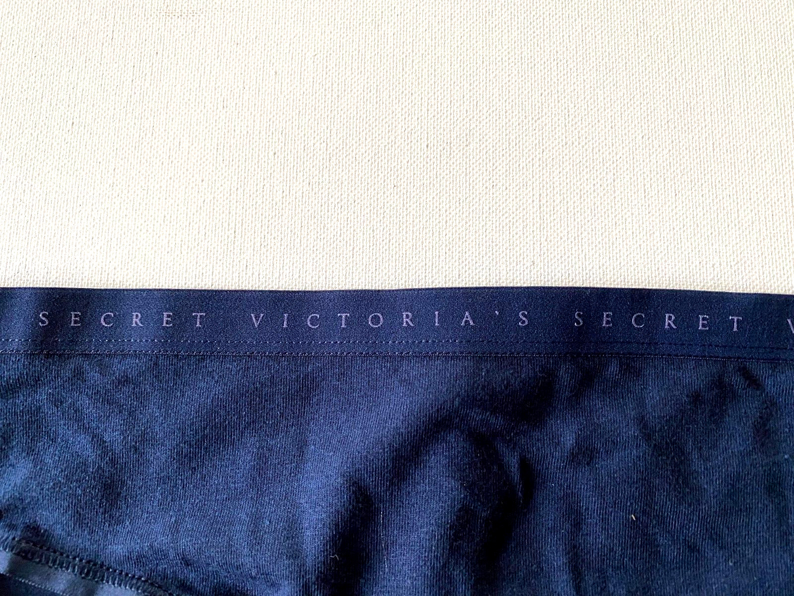 Victoria Secret High Leg Brief Stretch Cotton sz -XL LOGO Waist NAVY BLUE NEW