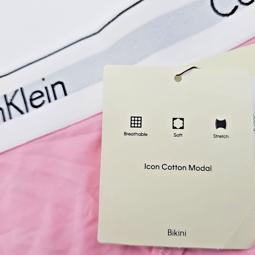 Calvin Klein F3787 Modern Logo Cotton Stretch Bikini Panty BUFF PINK Medium NWT