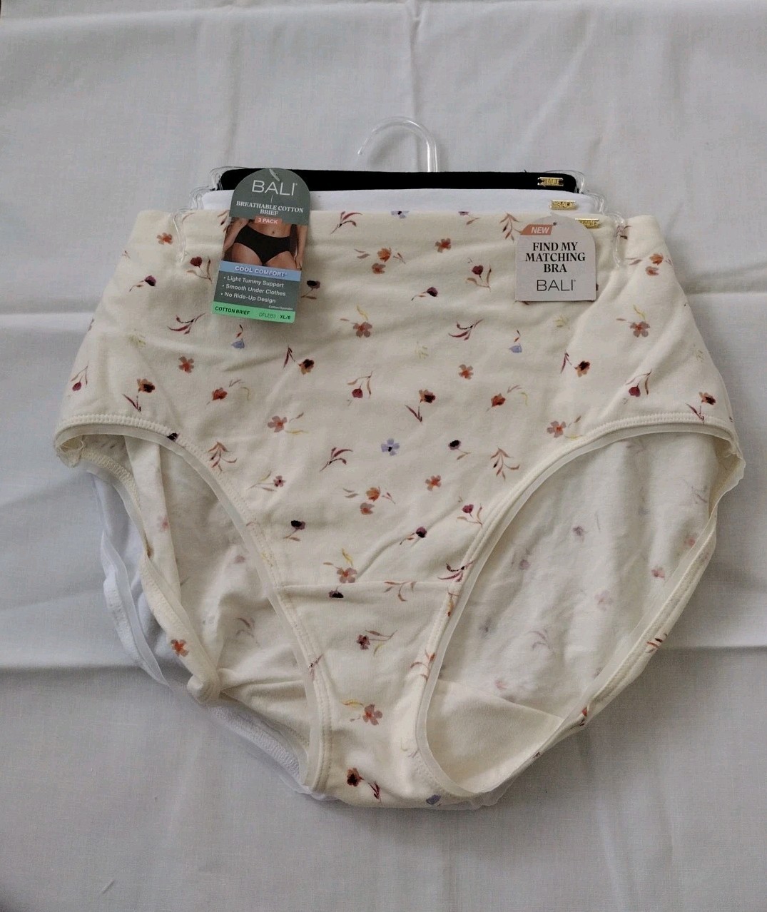 Bali DFLEB3 Cotton Collection 8/XL Brief Panty – 3 Pack ASSORTED COLORS NWT