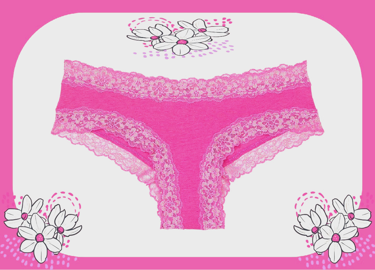 XL Pink SHIMMER Victoria’s Secret Stretch Cotton Lace-Waist & Leg Cheeky Pantie