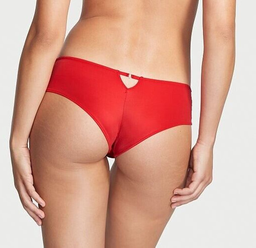 Victoria’s Secret Sexy Red Fishnet Floral Lace Cheeky Panty Size S Solid Color