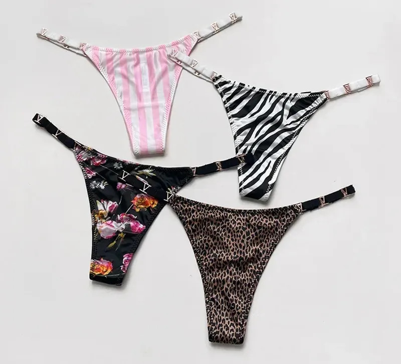 Seamless Sexy Thong Women Underwear Briefs Panties Zebra Flower Low Rise Luxury
