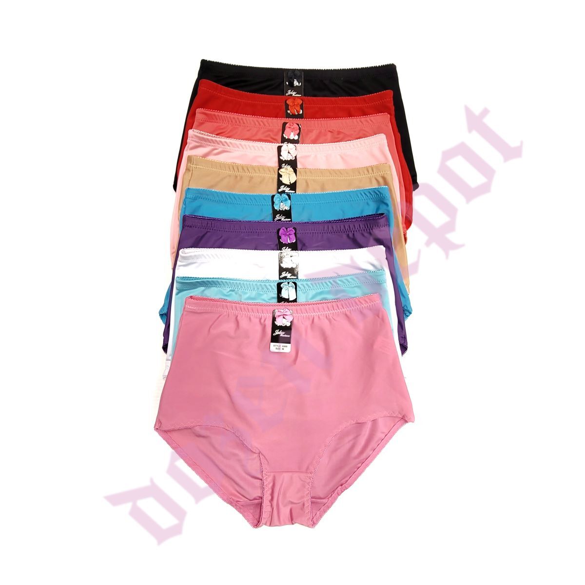 Lot 6 Full Coverage High Waist Very Light Tummy Control Satin Girdle Panties
