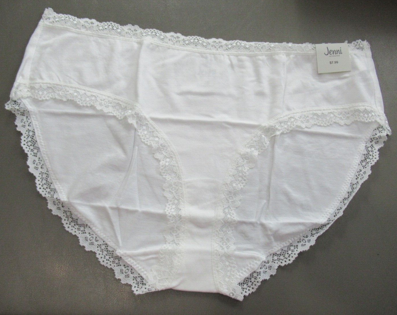 Jenni Women’s Plus Size Lace-Trim Hipster Panty Underwear, Bright White, 1X