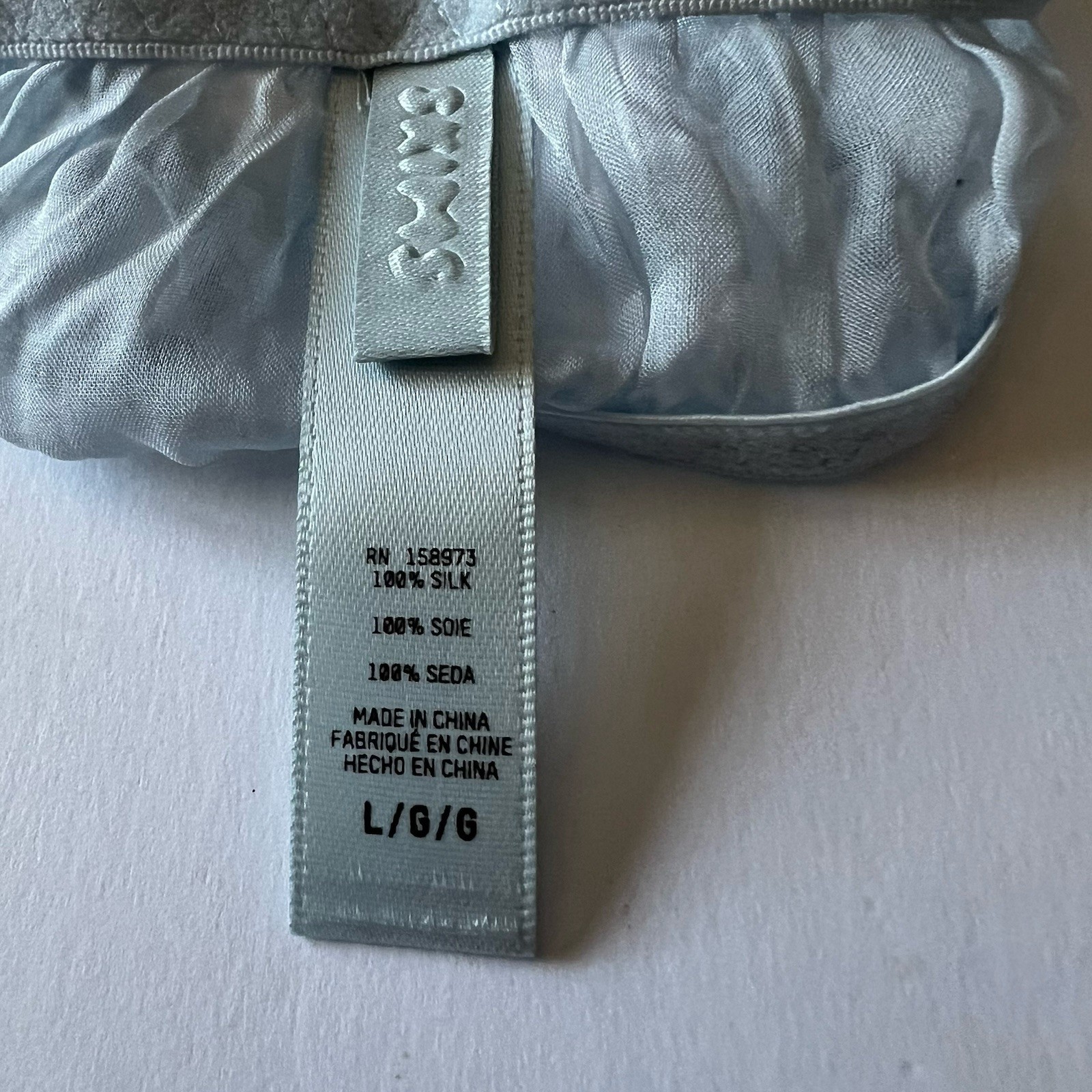 SKIMS SILK CHIFFON SHEER THONG FROST BLUE SIZE LARGE NEW