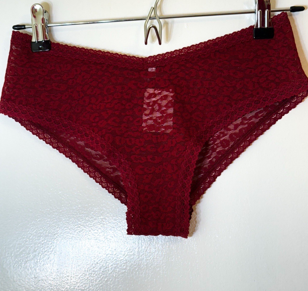 Small ❤️ Victoria Secret Burgundy Cheetah Print Mesh Panties Gorgeous Women’s