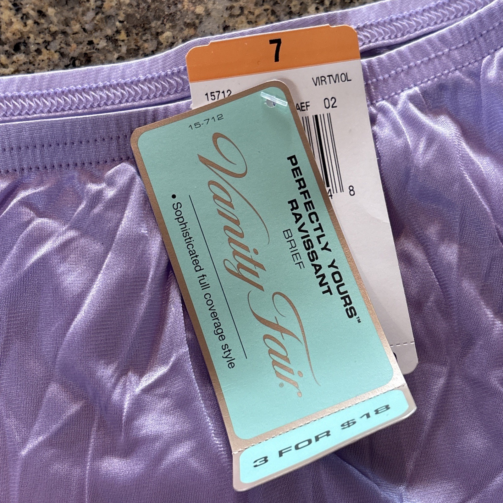 Vanity Fair Perfectly Yours Brief Panties 100% Nylon Violet 7 L Full Coverage