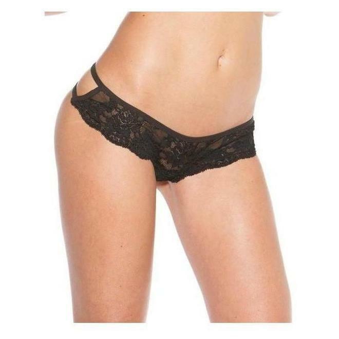 STRETCH LACE STRAPPY BACK DETAIL PANTIES COLOR BLACK