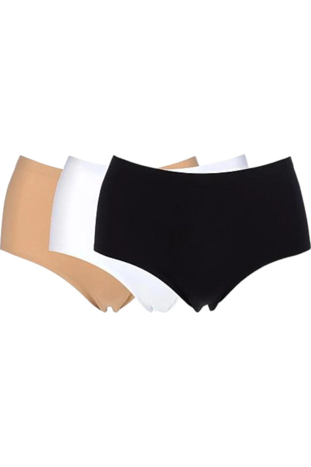 Rhonda Shear 3-pack Invisible Edge Mid-Rise Brief Black/Lt Beige/White Size XL