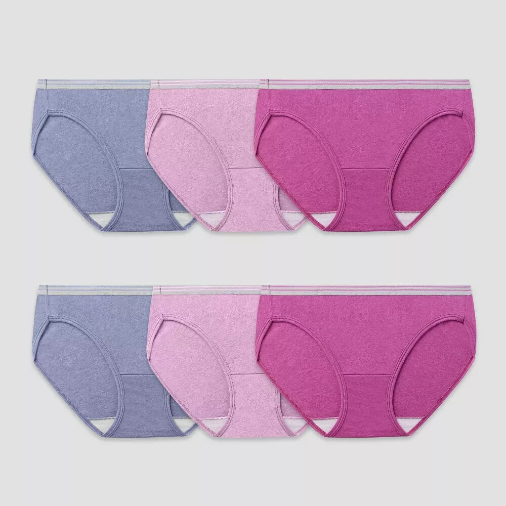 Fruit of the Loom® Women’s 6pk Cotton Heather Bikini – Colors May Vary