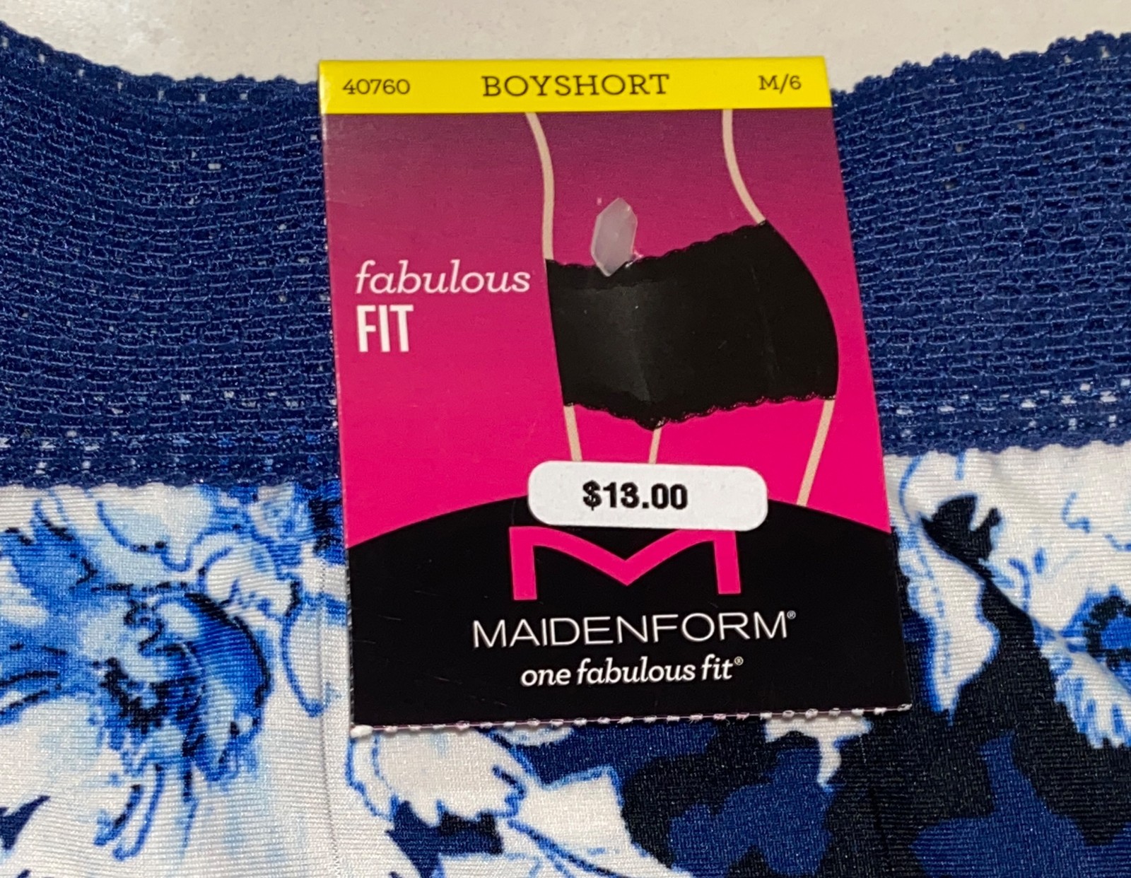 MAIDENFORM One Fab Fit Micro Floral Navy Blue Boyshort Panty Womens S M L XL 2XL
