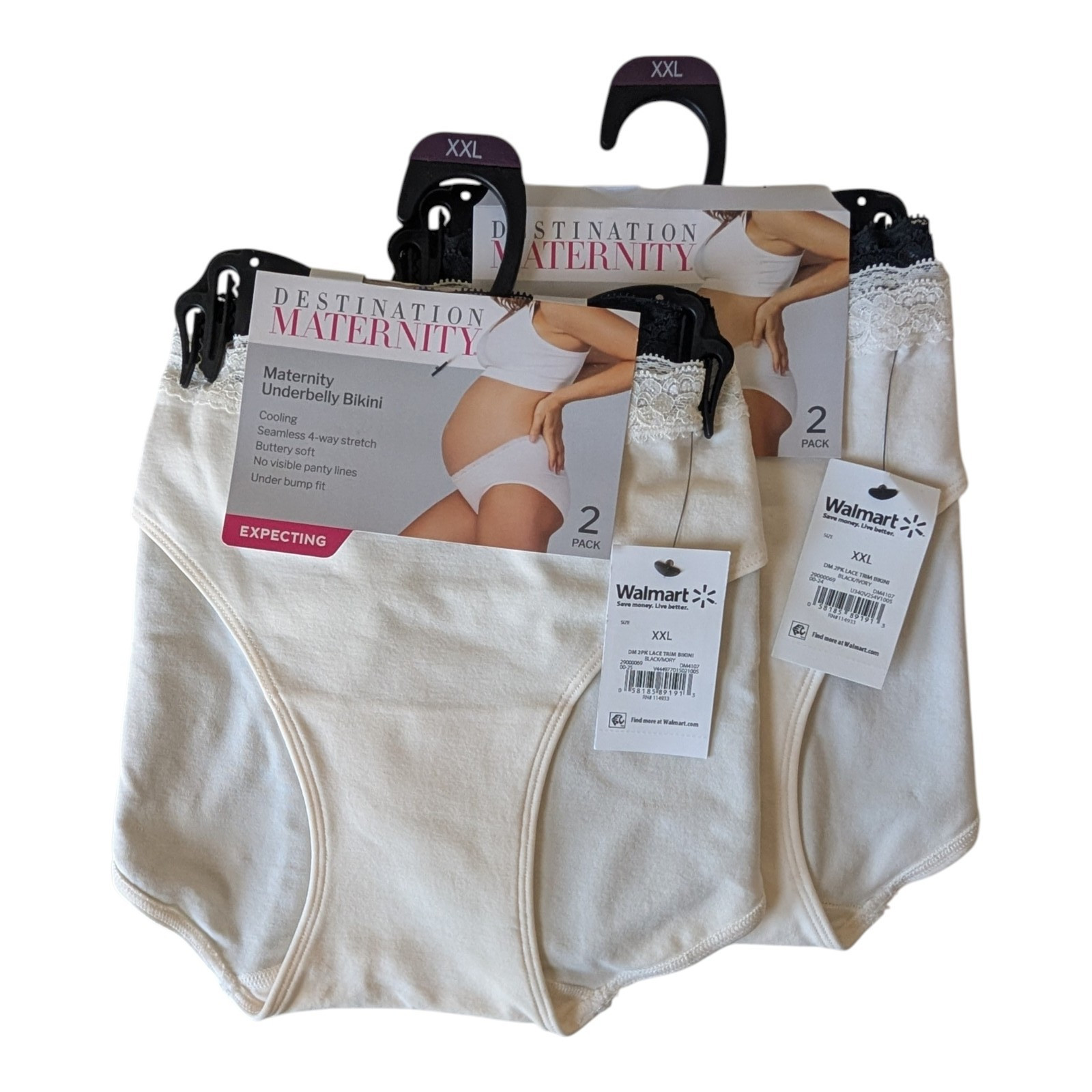 2 Pks Destination Maternity Panty Size XXL Cooling Seamless Under Belly Bikini