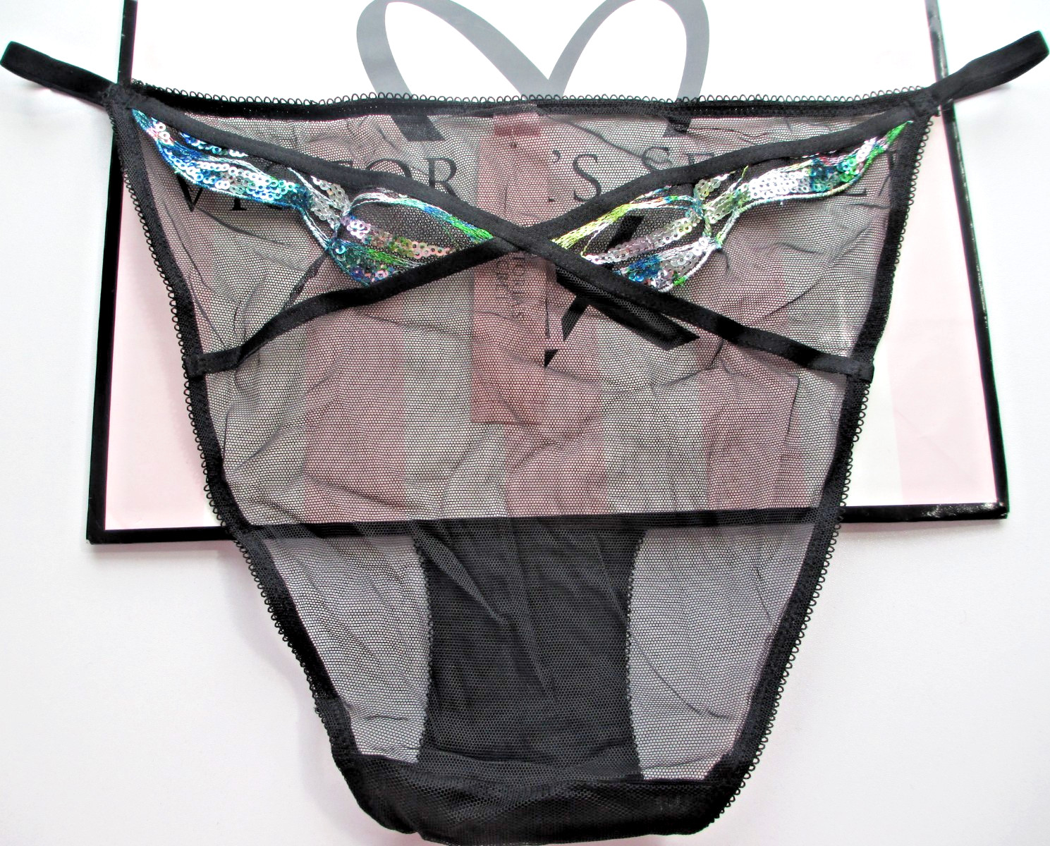 VICTORIA’S SECRET VERY SEXY String Bikini Panty S M L XL Black NWT Sequin Mesh