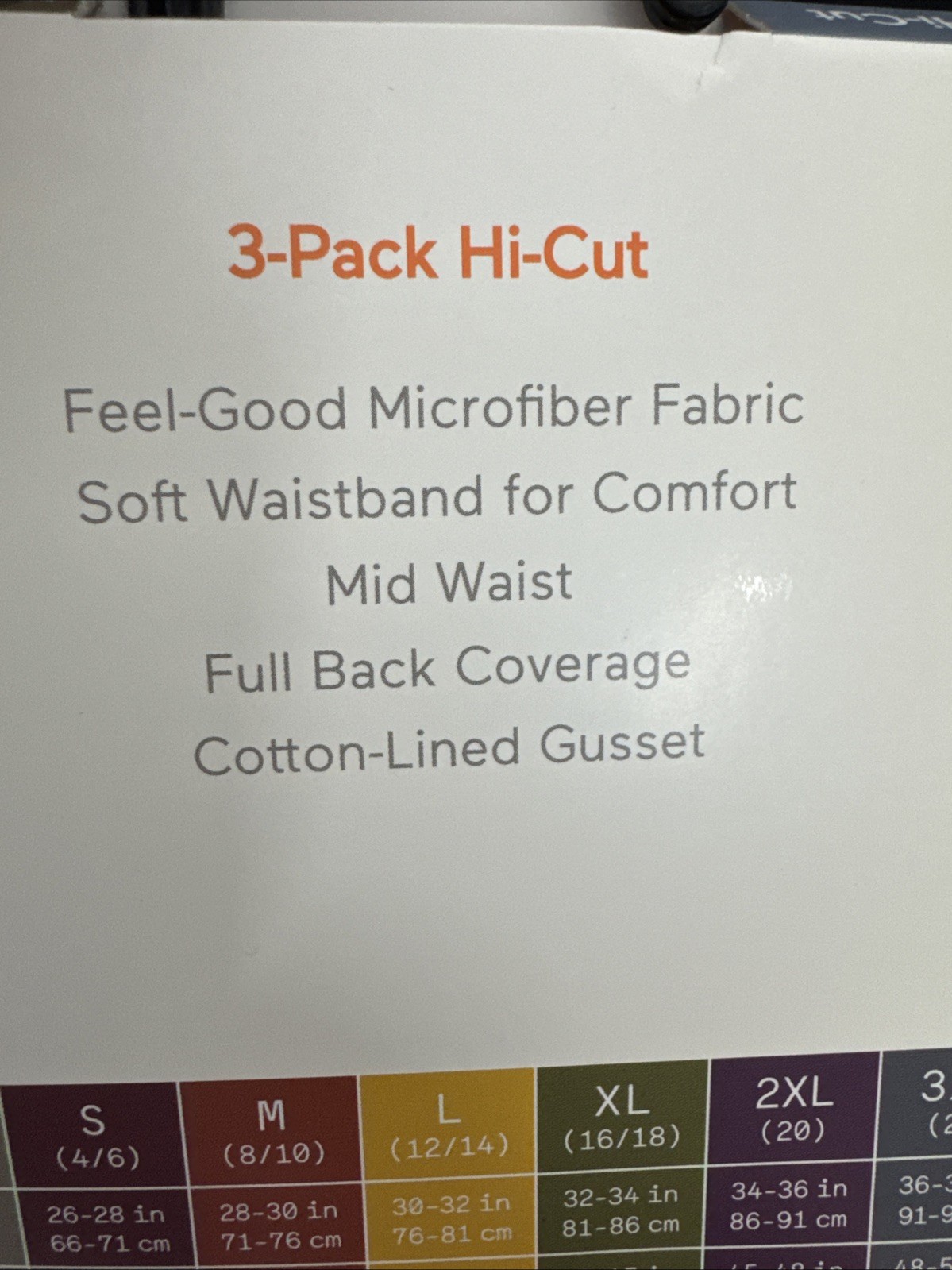 Warners Blissful Benefits Microfiber Hi-Cuts 3 Pack – XL 16 / 18 – Tan Gray Rose