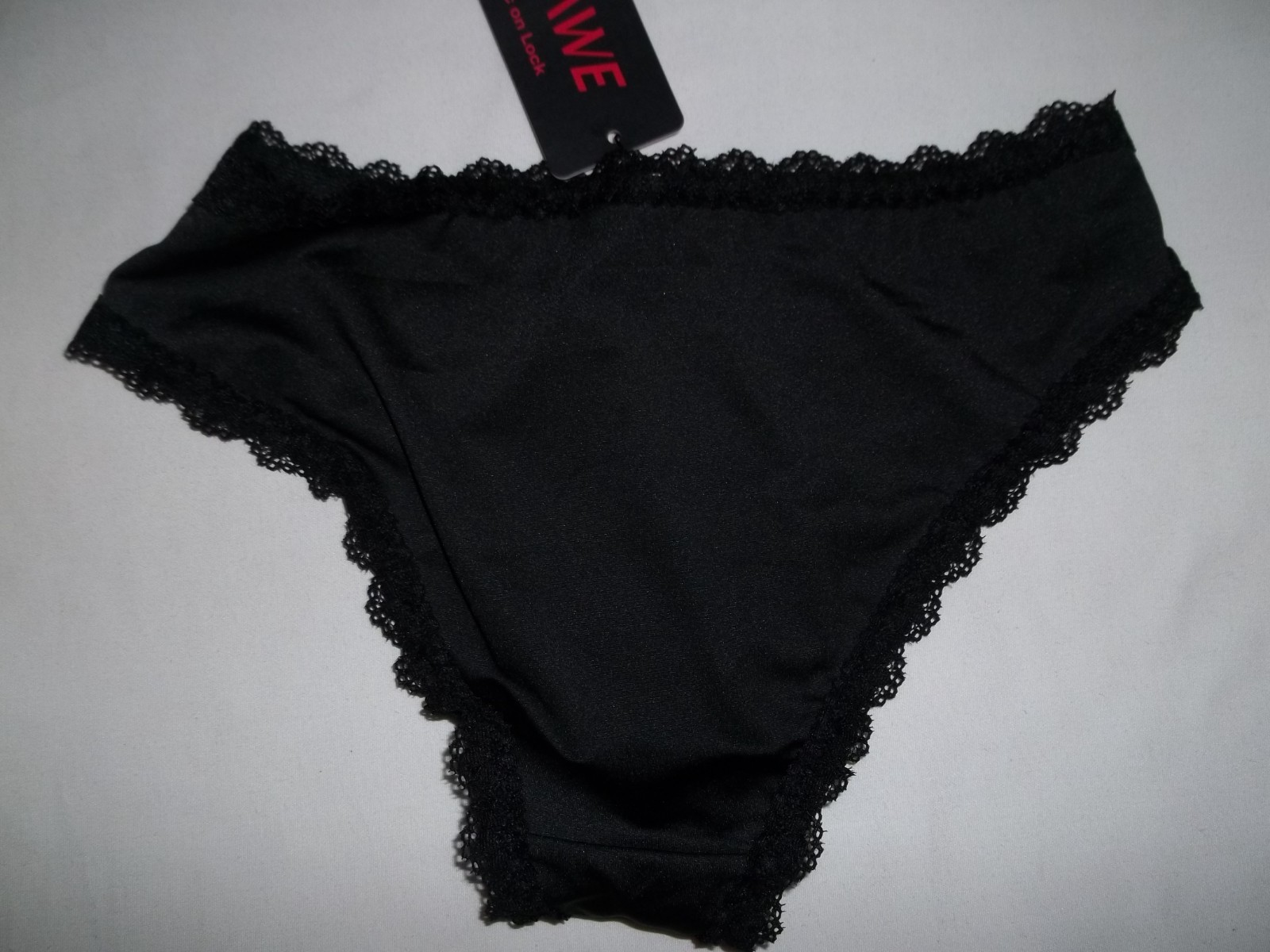 Romwe pentagram cutout front lace trim bikini panties S black nwt goth