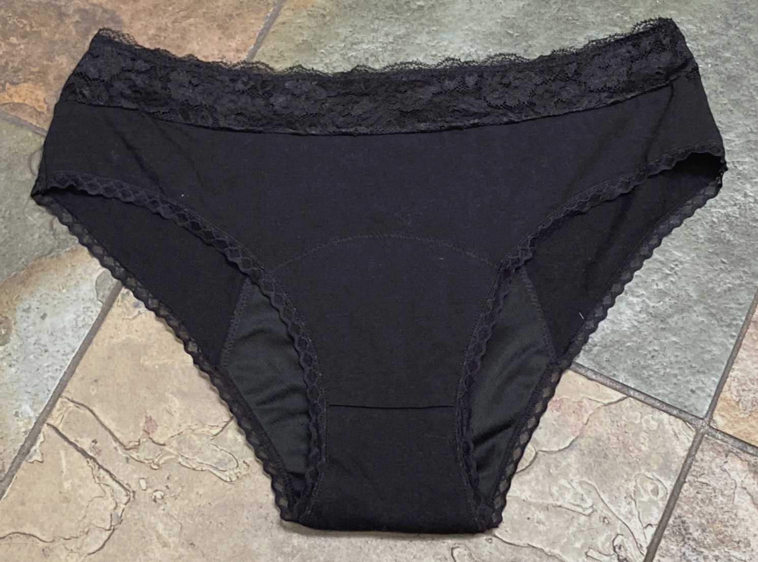 1023 MOOL 3X Black Heavy Period Leakproof Panty Soft Poly Blend Hi Cut Brief