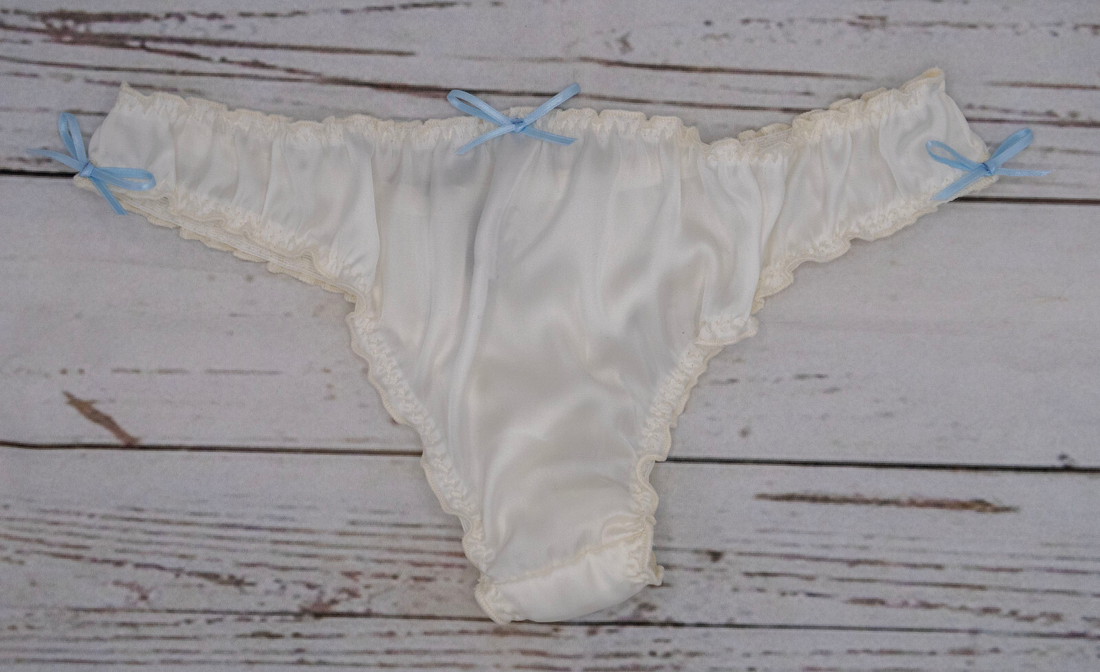 Bridal Thong ‘something blue’ Bride Silky Satin Knickers Panties Sexy Lingerie