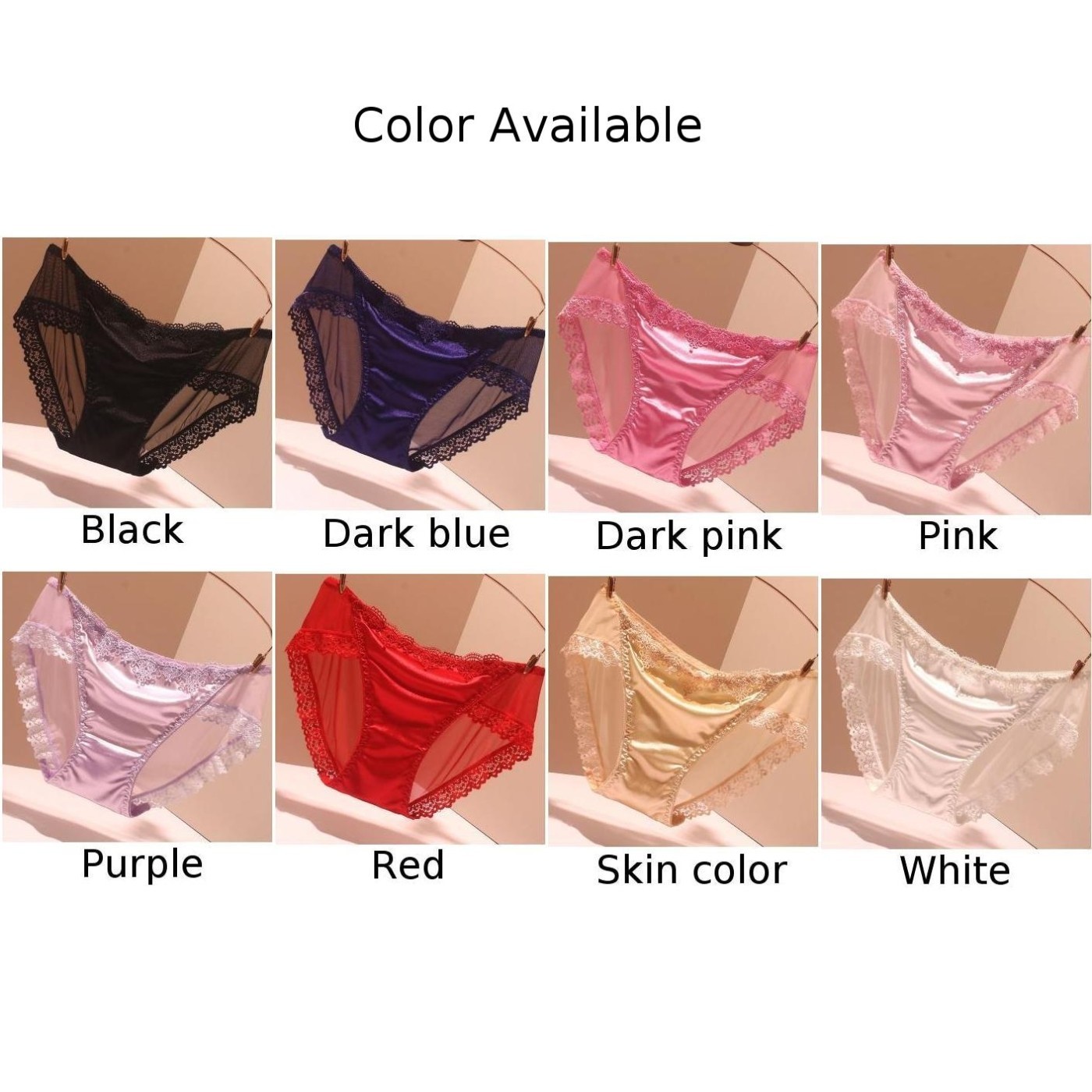 Satin Soft Underwear Lightweight Breathable Sexy Briefs Traceless Knickers