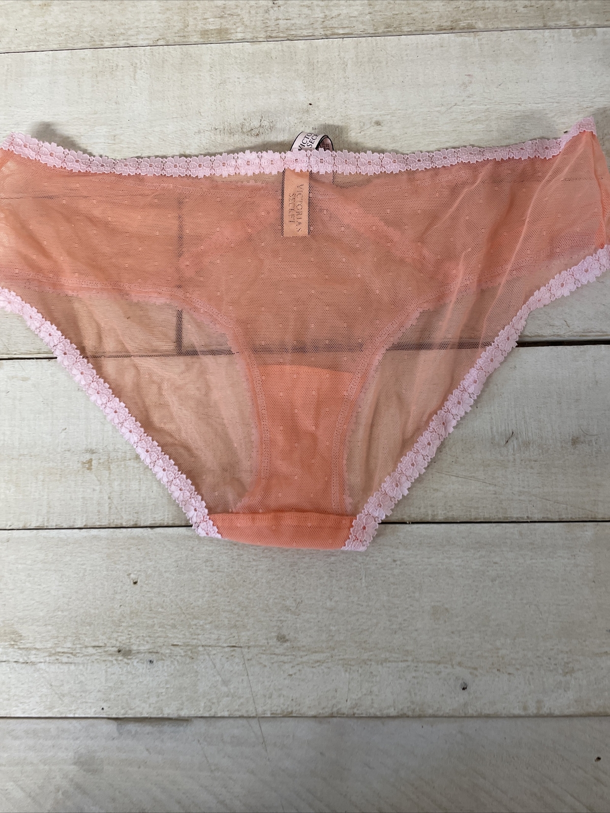 Victoria Secrets High Hugger Hipster Floral Lace Pink & Orange Size L Fast Ship