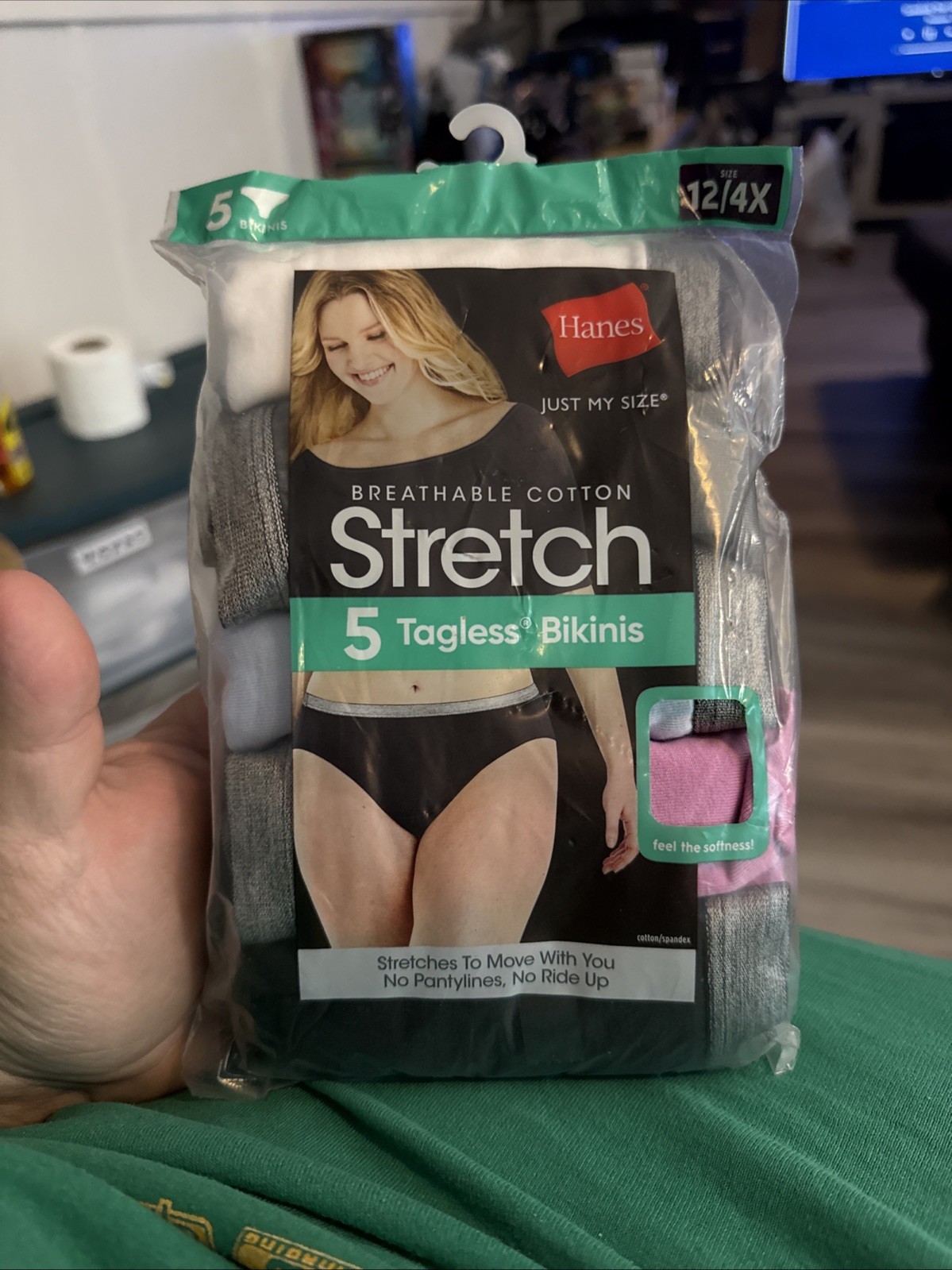 HANES JMS 5-Pair Women Bikini Underwear Panties Cotton Blend Stretch Size 12 4X