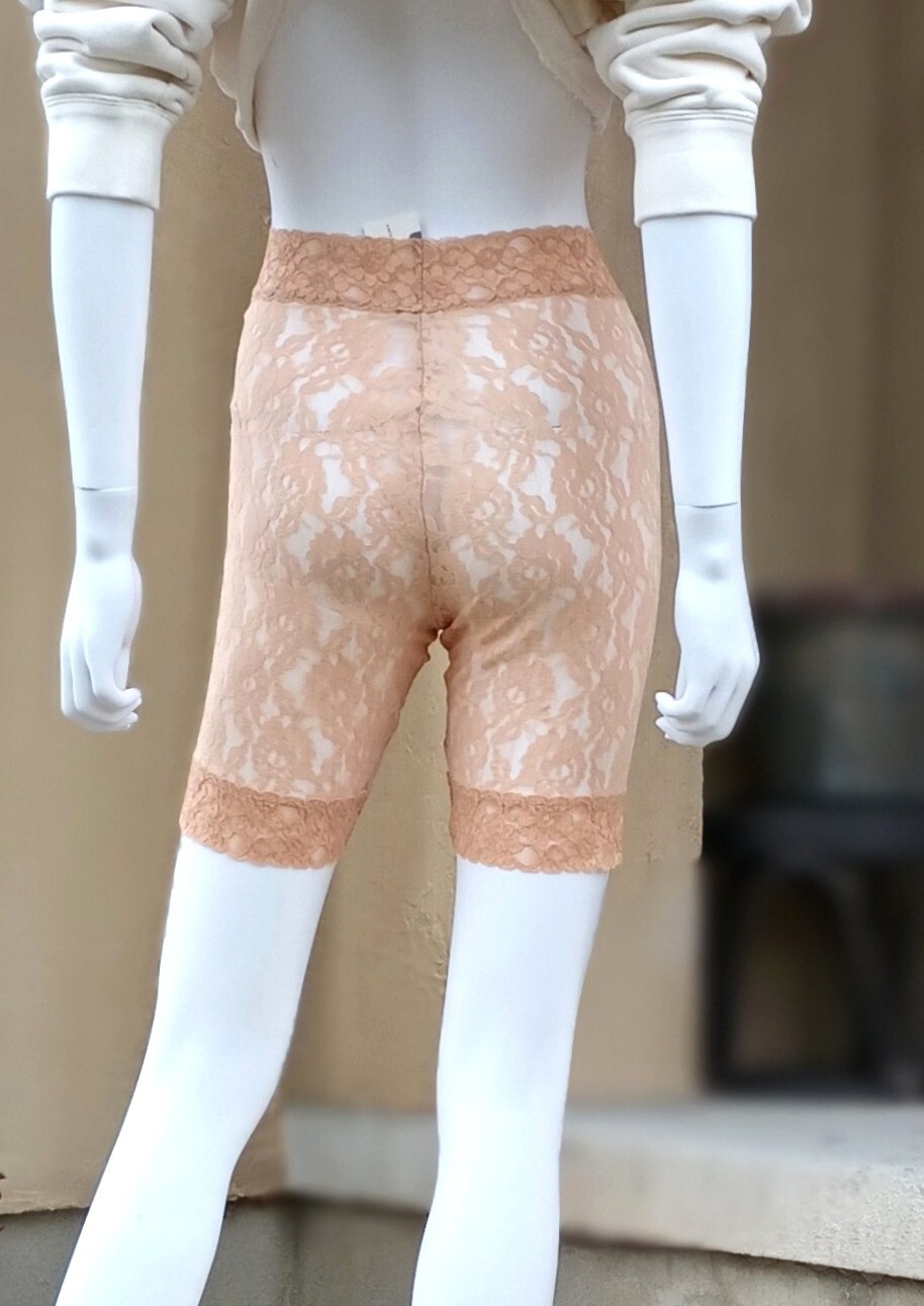 Lacy Biker Shorts Underwear by Anthropologie, size XS, nude color, NWT