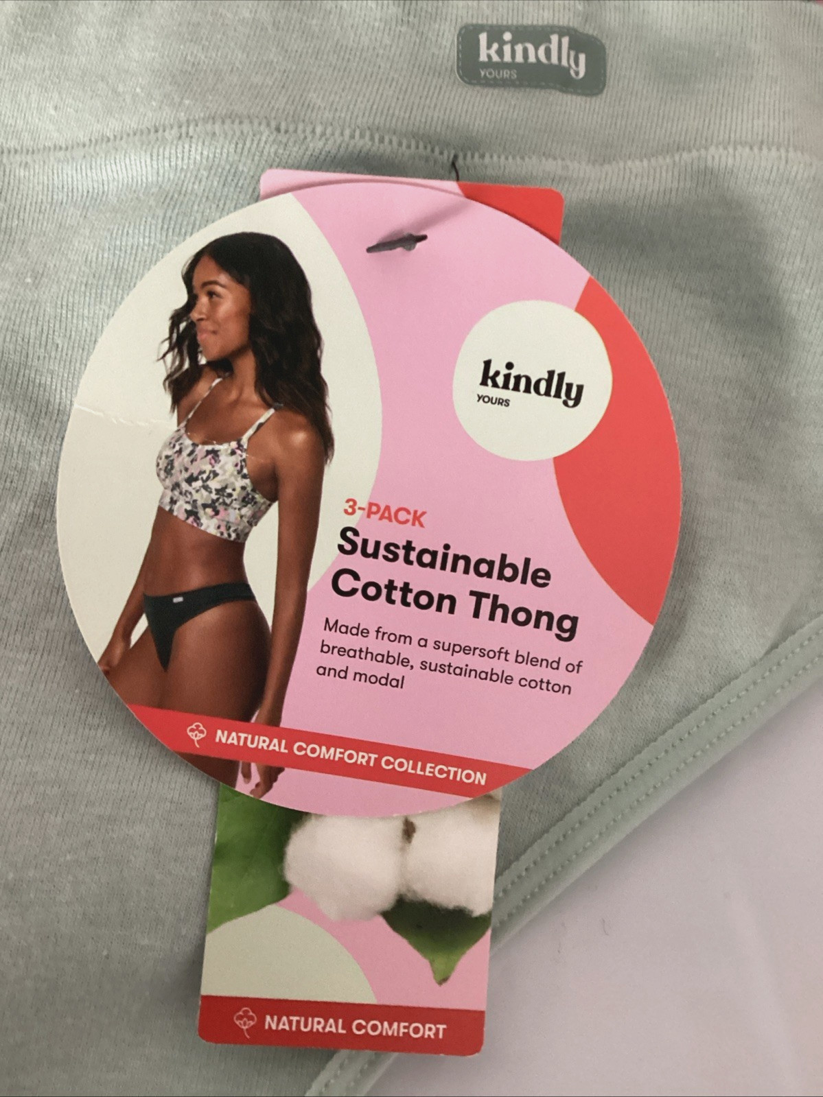 KINDLY YOURS 3-Pack SUSTAINABLE COTTON THONG Panties Sz. 2XL *
