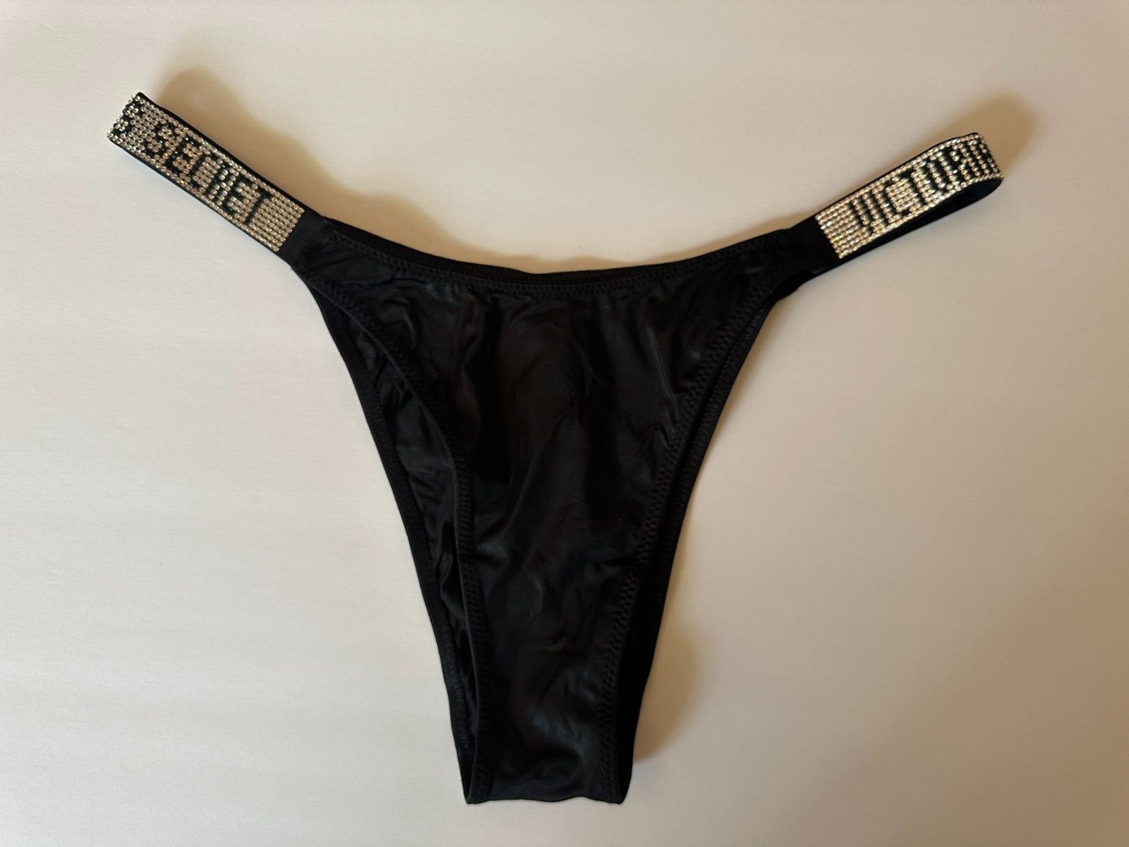 NWT Victoria’s Secret Very Sexy Bombshell Shine Strap Brazilian Panty Black L