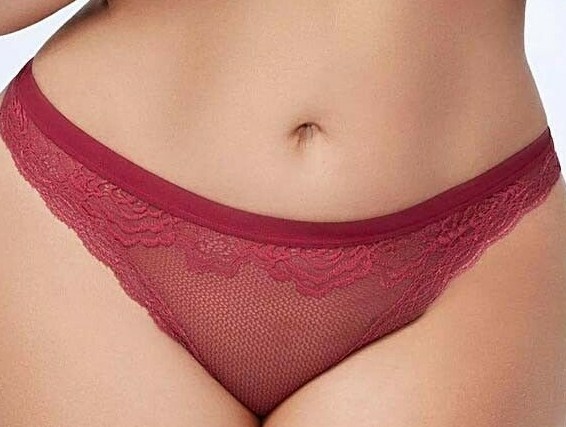 Lace and Mesh Thong Womens Plus Size 1x 2x 3x 4x Red Panty Underwear