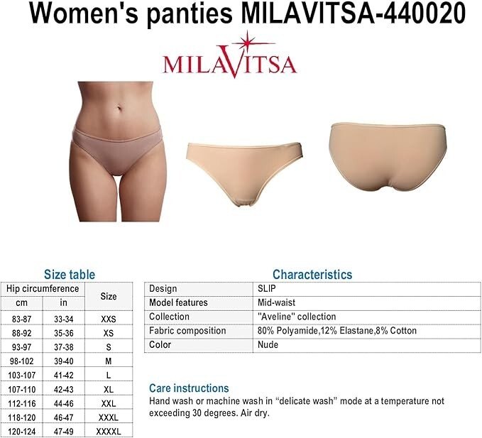 Victoria Bella MILAVITSA-440020 Women’s panties, SLIP, mid-waist, Nude